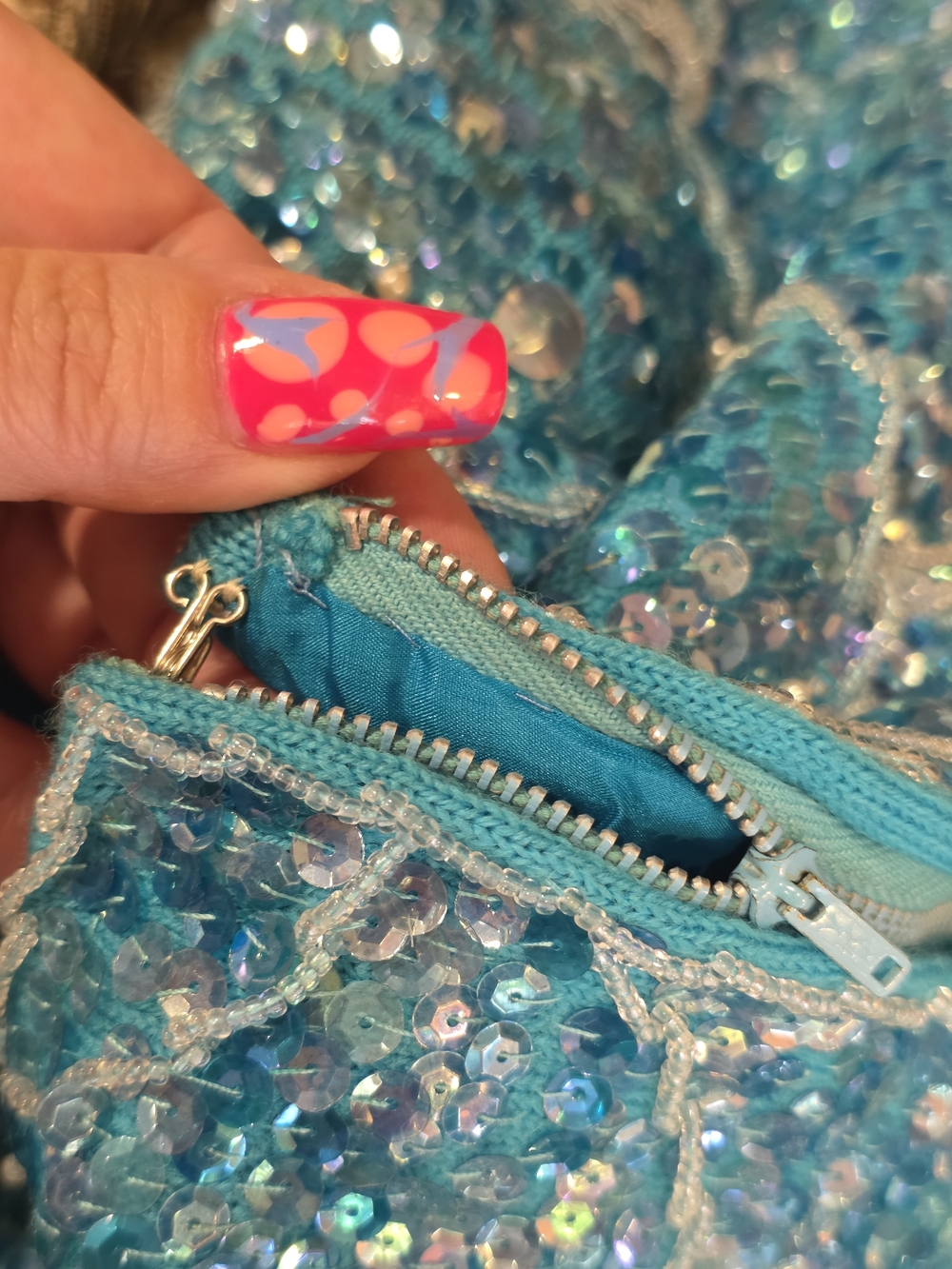 Vintage 70s Fairy Mermaid Turquoise Beaded Tassel Tank Top Size 36 Small? - Picture 6 of 16